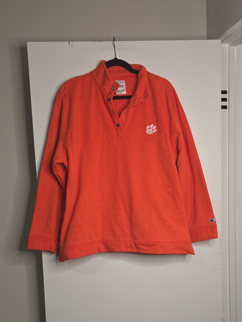 Champion Orange Snap-Quarter Pullover with Paw Emblem